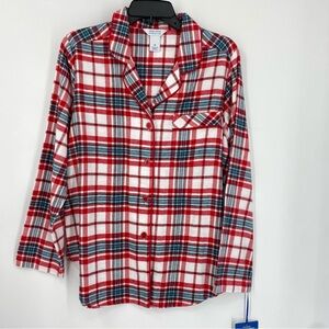 Sleep Sense Portuguese Flannel Plaid Sleep Shirt SZ M NEW